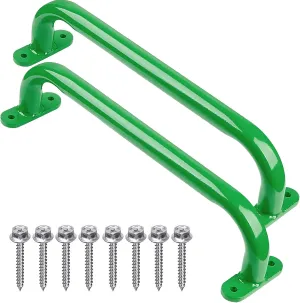 17.2 Inch Metal Playground Handles Green Set of 2- Outdoor Swing Sets Safety Handles - Playset Grab Bar, Indoor Kids Climbing Monkey Bars for Playhouse, Treehouse, Jungle Gym