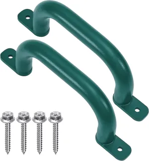 2 Pack 10'' Playground Accessories Handles Green, Outdoor Playset Grab Handles, Swing Set Hardware Kit Handles, Kids Grab Bar for Playhouse,Treehouse, Jungle Gym