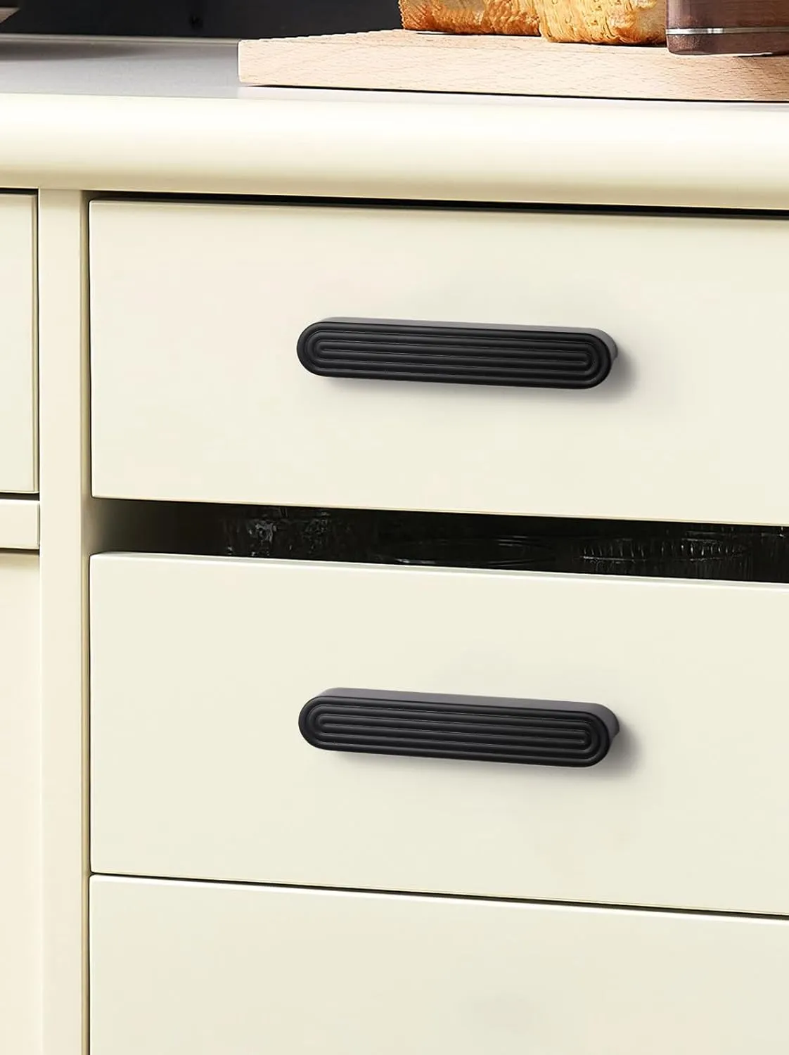 2 Pack Black Cabinet Pulls 5" Hole Center Drawer Pulls Circle Bathroom Dresser Handles Hardware Zinc Alloy