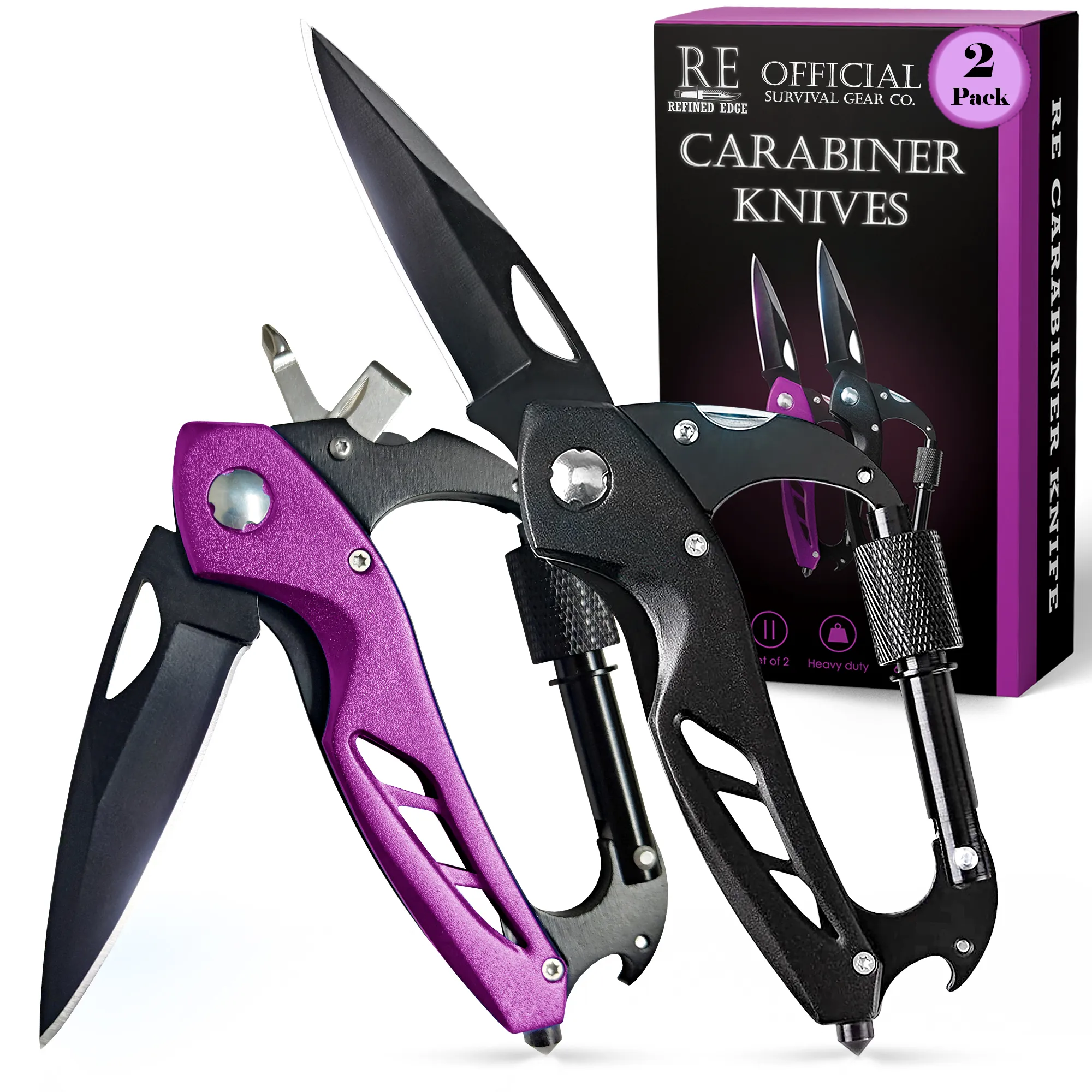 2-Pack Carabiner Knives EDC