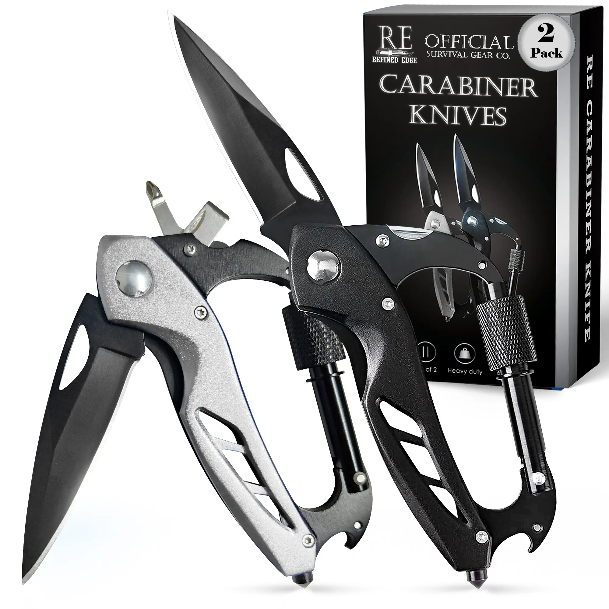 2-Pack Carabiner Knives EDC
