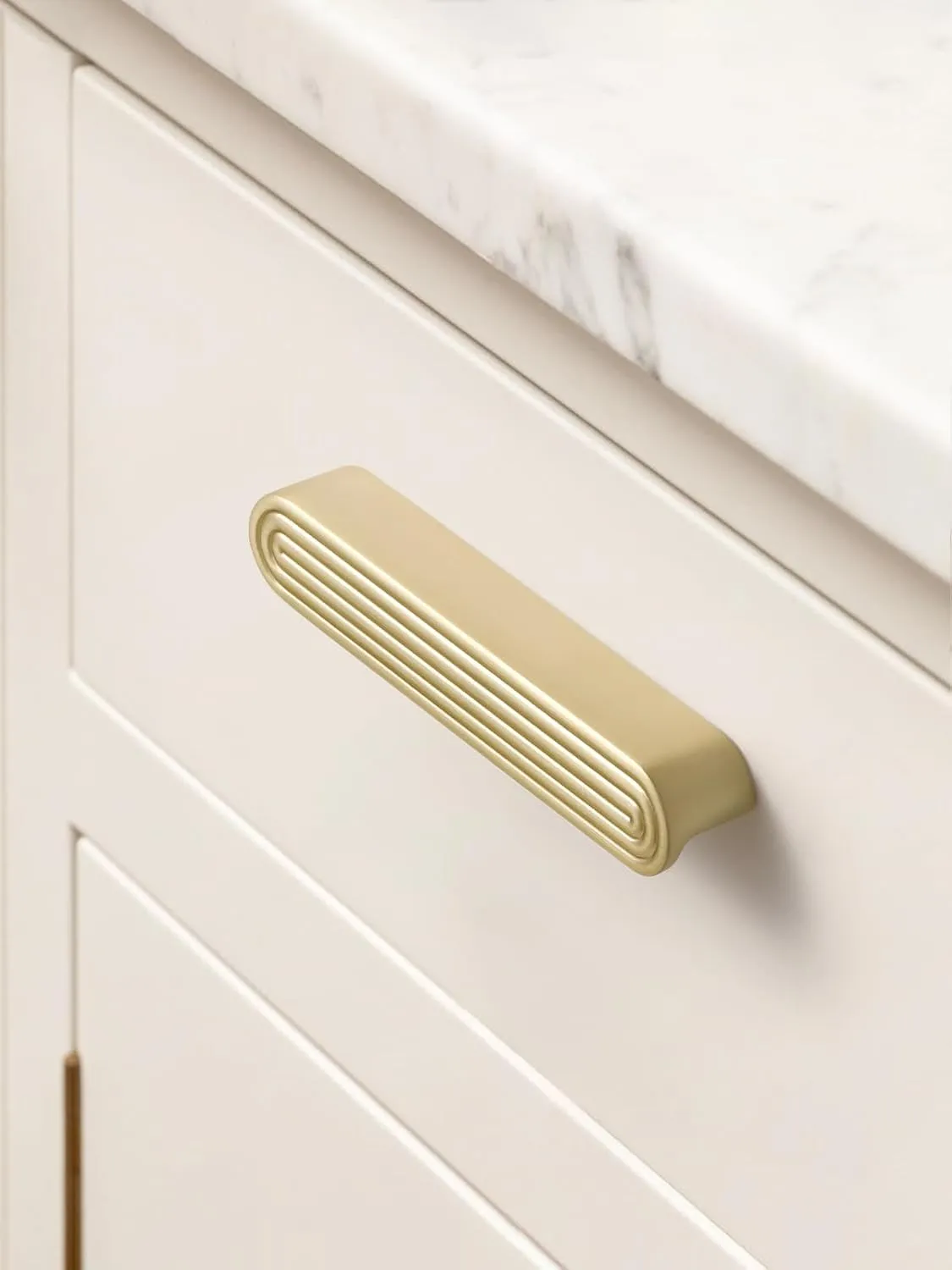 2 Pack Gold Cabinet Pulls 5" Hole Center Brushed Brass Drawer Pulls Circle Bathroom Dresser Handles Hardware Zinc Alloy