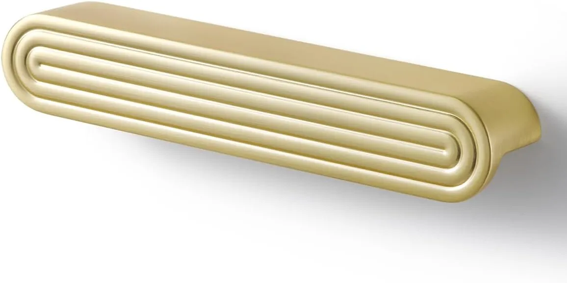 2 Pack Gold Cabinet Pulls 5" Hole Center Brushed Brass Drawer Pulls Circle Bathroom Dresser Handles Hardware Zinc Alloy