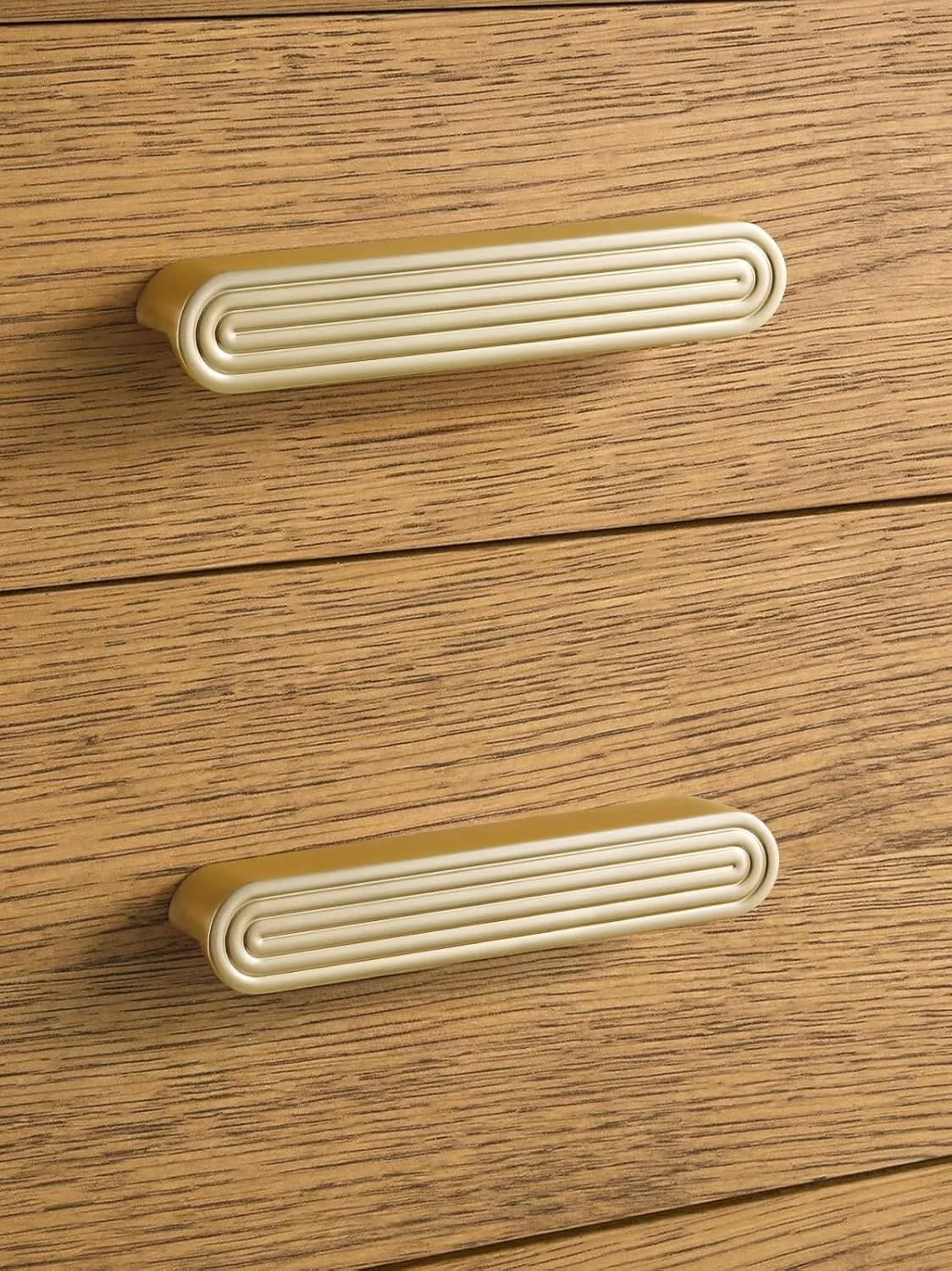 2 Pack Gold Cabinet Pulls 5" Hole Center Brushed Brass Drawer Pulls Circle Bathroom Dresser Handles Hardware Zinc Alloy