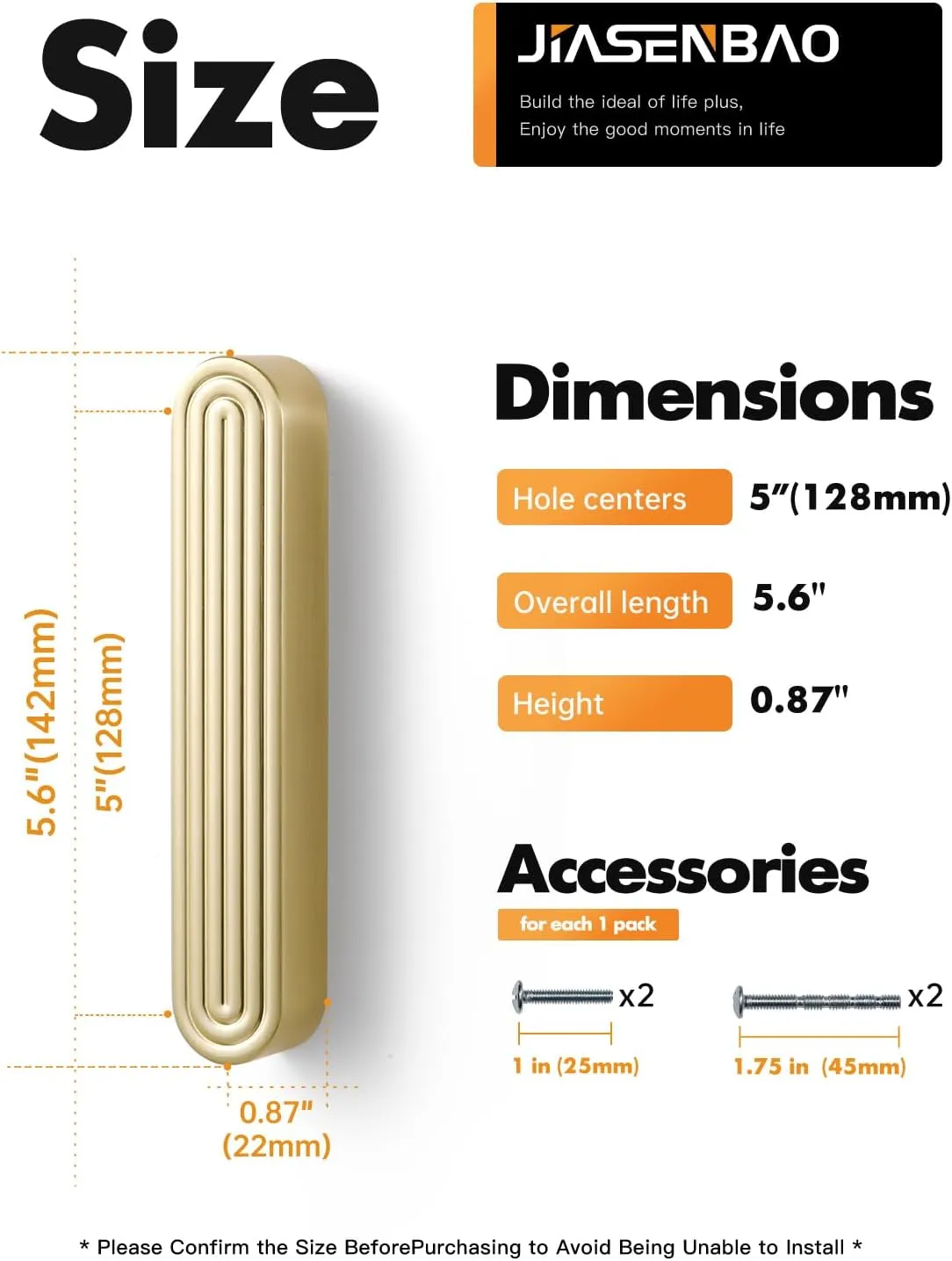 2 Pack Gold Cabinet Pulls 5" Hole Center Brushed Brass Drawer Pulls Circle Bathroom Dresser Handles Hardware Zinc Alloy