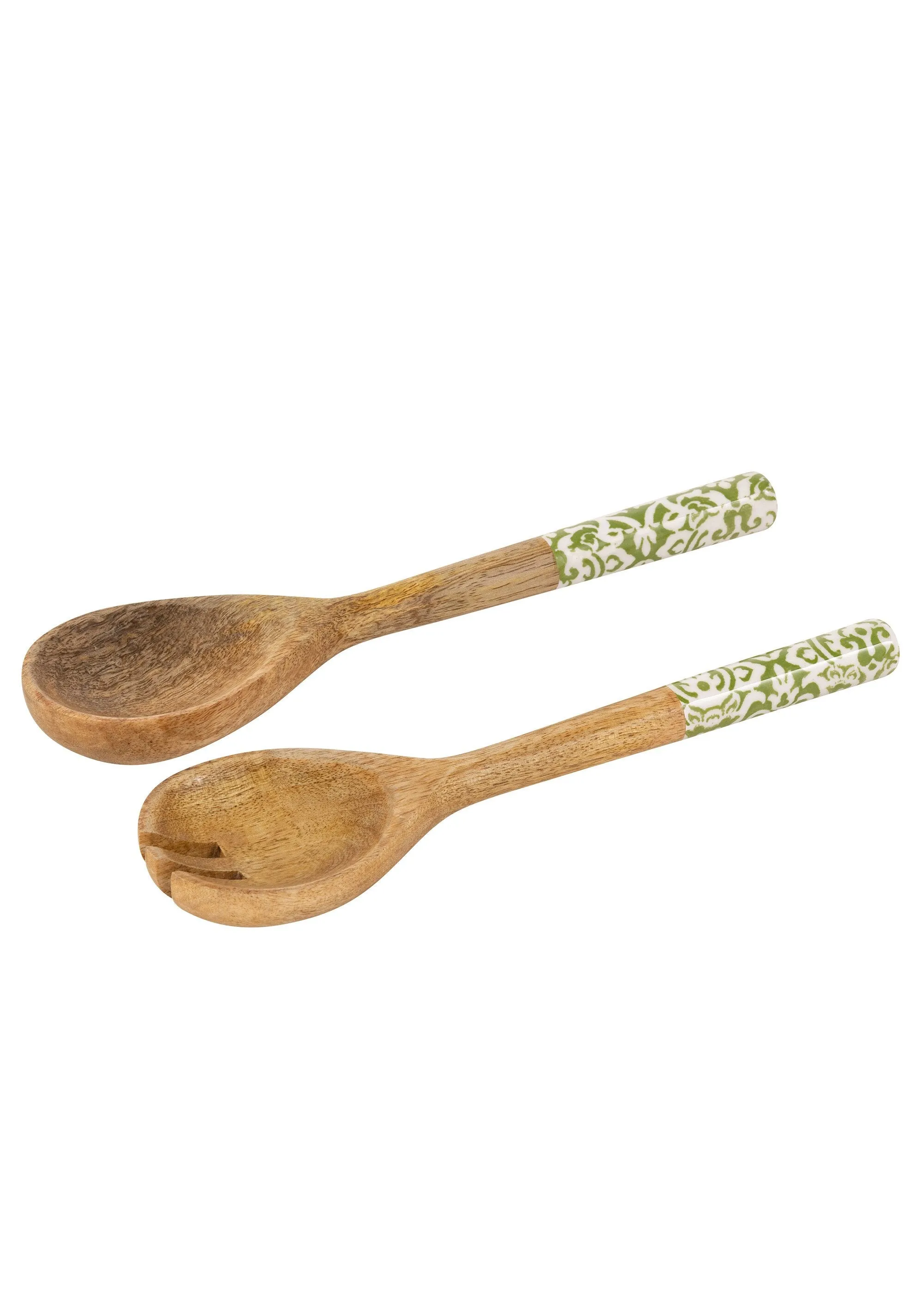 2 wooden arabesque salad servers