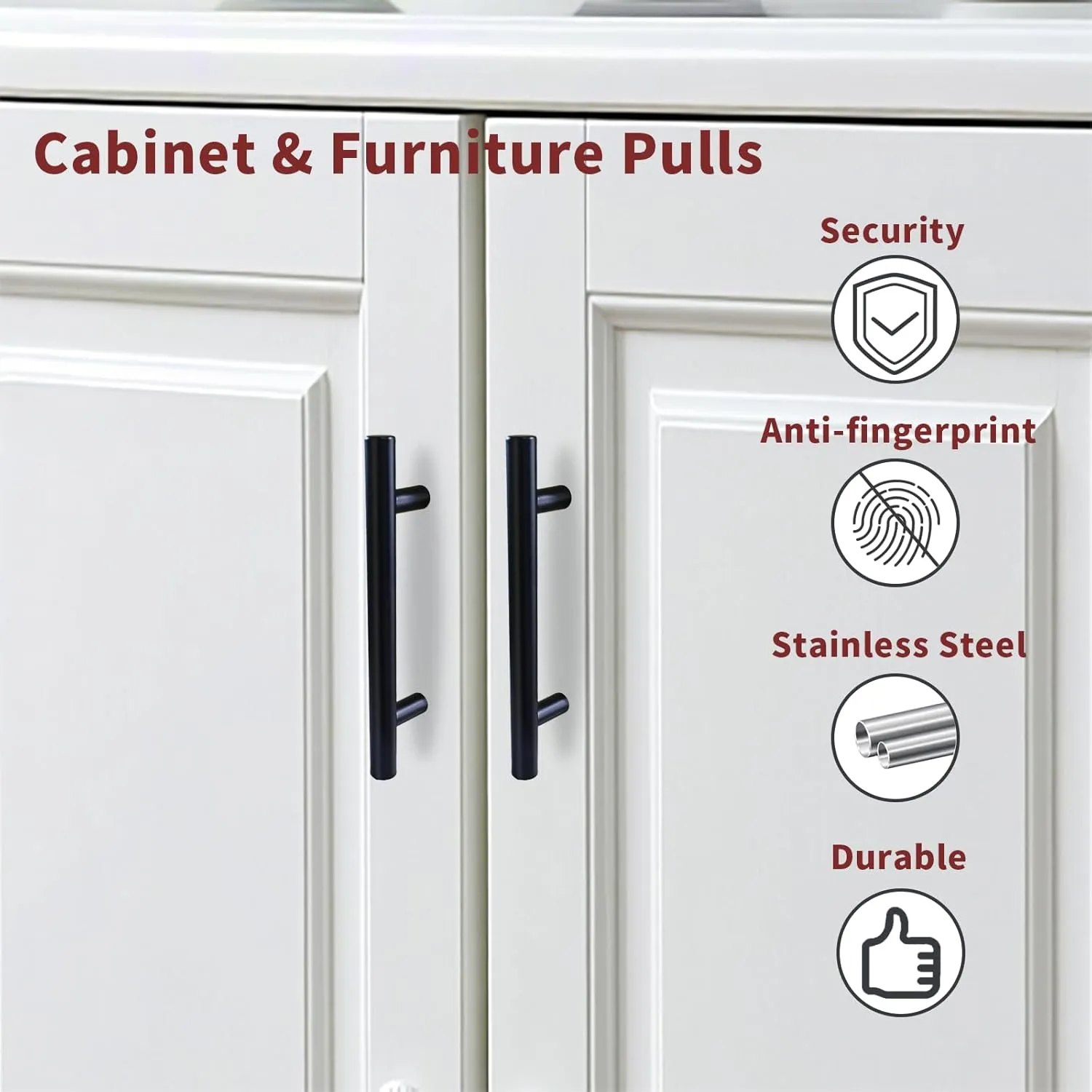 20 Pack 3.8 Inch Hole Center Cabinet Pulls Handles, Matte Black Kitchen Cabinet Pulls Stainless Steel Cabinet Hardware Handles for Kitchen, Cabinet Bathroom Drawer Pulls for Cabinets Closet Handles