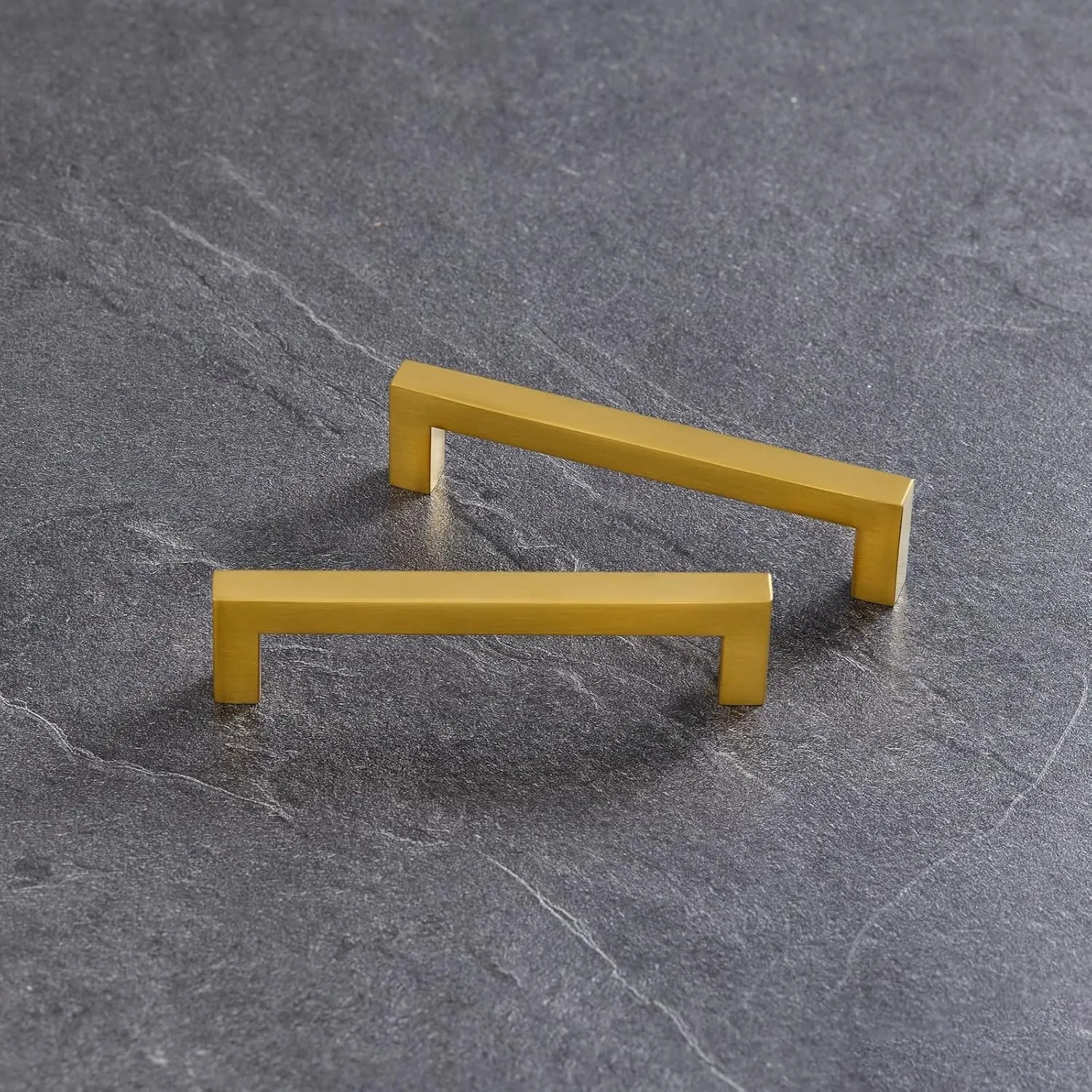 20 Pack Gold Cabinet Handles Square Drawer Pulls 5 inch Hole Centers Brushed Brass Dresser Pulls Cupboard Handles Stainless Steel Kitchen Cabinet Hardware