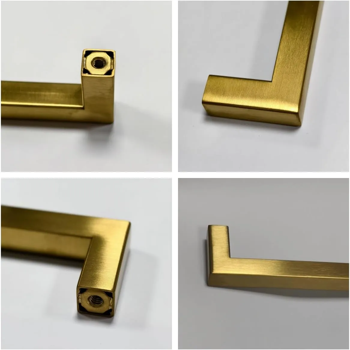 20 Pack Gold Cabinet Handles Square Drawer Pulls 5 inch Hole Centers Brushed Brass Dresser Pulls Cupboard Handles Stainless Steel Kitchen Cabinet Hardware