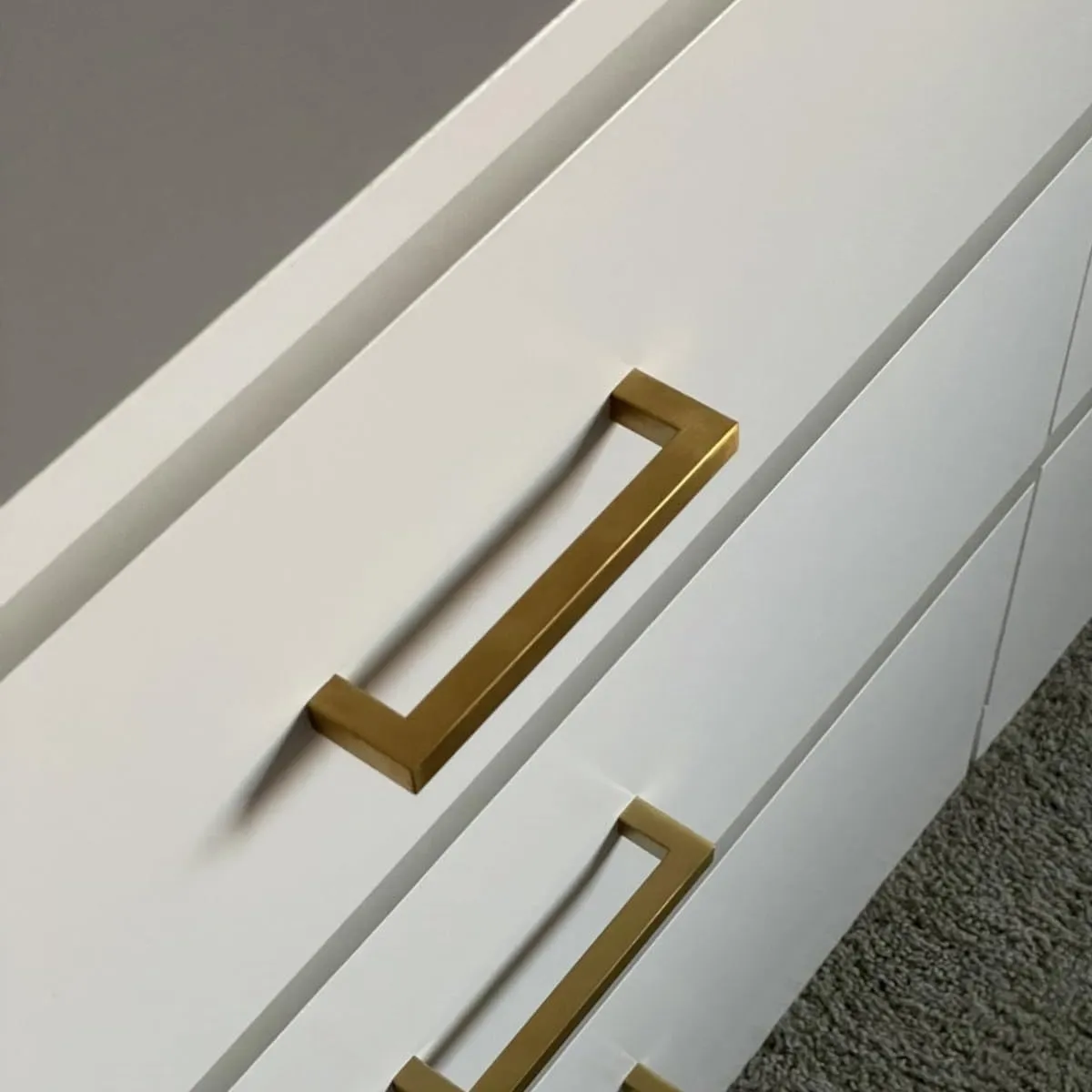 20 Pack Gold Cabinet Handles Square Drawer Pulls 5 inch Hole Centers Brushed Brass Dresser Pulls Cupboard Handles Stainless Steel Kitchen Cabinet Hardware