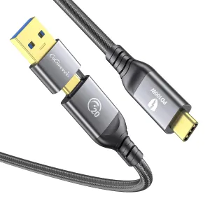 20Gbps USB 3.2 Gen 2x2 Cable 6.6 ft, Thunderbolt 3 Compatible, Support 4K 60Hz Video Output, PD 100W 5A Fast Charging for Laptop, MacBooks, iPad Pro, Dell, Phones, Docking etc
