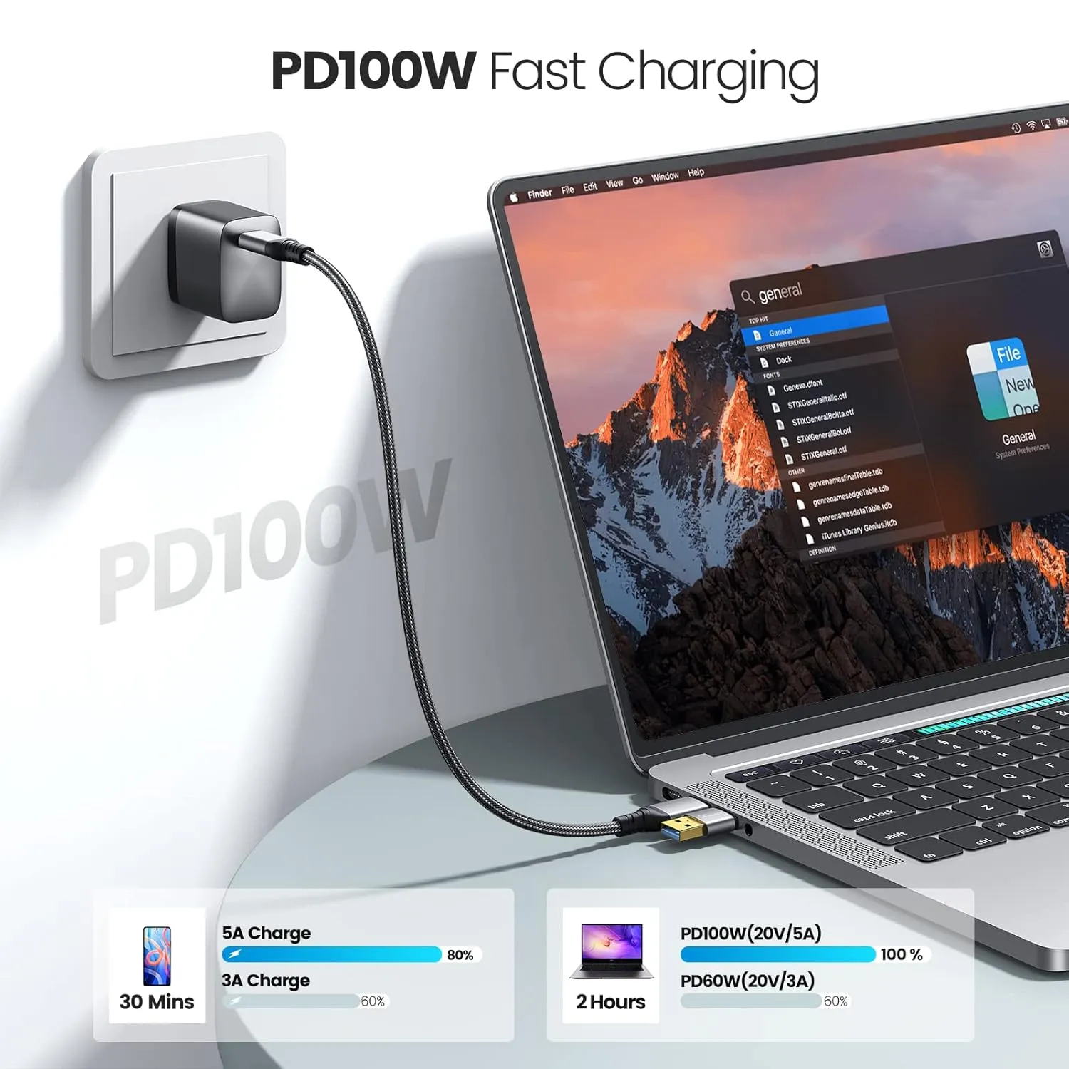 20Gbps USB 3.2 Gen 2x2 Cable 6.6 ft, Thunderbolt 3 Compatible, Support 4K 60Hz Video Output, PD 100W 5A Fast Charging for Laptop, MacBooks, iPad Pro, Dell, Phones, Docking etc