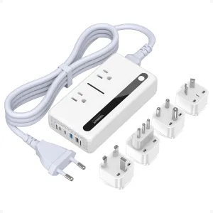 220V to 110V Voltage Converter, TESSAN Universal Travel Adapter with 4 USB Ports (2 USB C), 2 AC Sockets and EU/UK/AU/IT/in International Power Adaptor, Step Down Transformer Outlet Converters