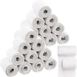 24 Rolls White Gauze Bandages Rolls Wrap Strips Bulk Belly Plaster Roll for Body Cast Craft Projects Mask Making Scenery Art with 2 Sizes, 3 x 106 Inch and 4 x 106 Inch