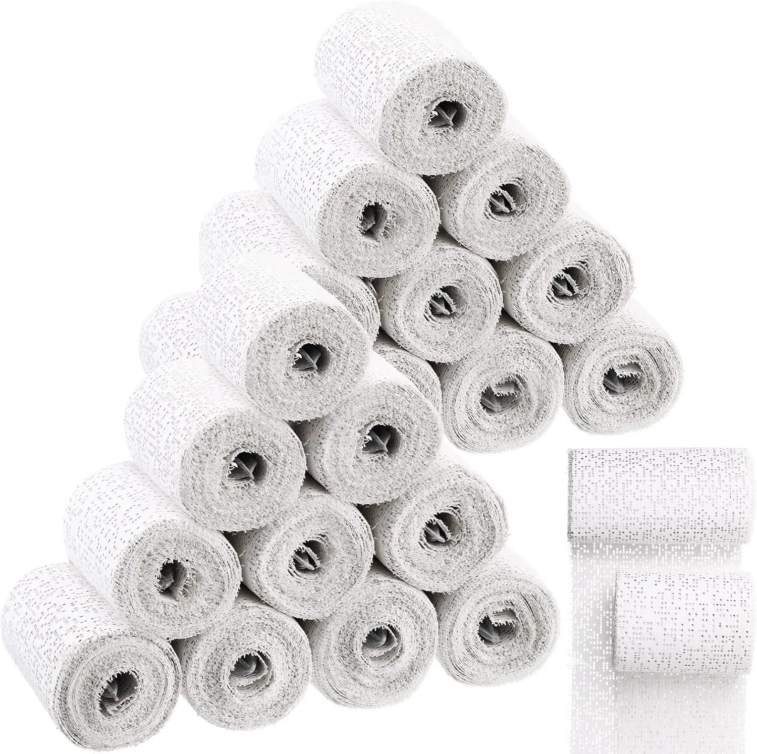 24 Rolls White Gauze Bandages Rolls Wrap Strips Bulk Belly Plaster Roll for Body Cast Craft Projects Mask Making Scenery Art with 2 Sizes, 3 x 106 Inch and 4 x 106 Inch