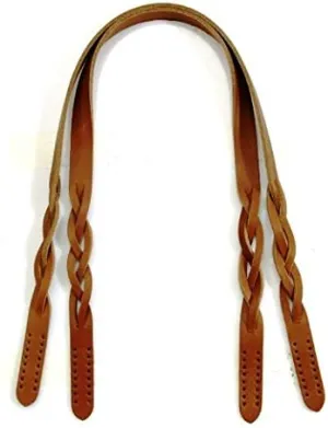 24.9" byhands Genuine Leather Braid Style Shoulder Bag Strap/Purse Handles, Tan (40-6301)