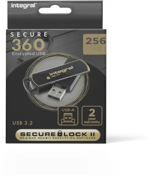 256GB Secure 360 Encrypted USB3.0 Flash Drive (256-bit AES Encryption)