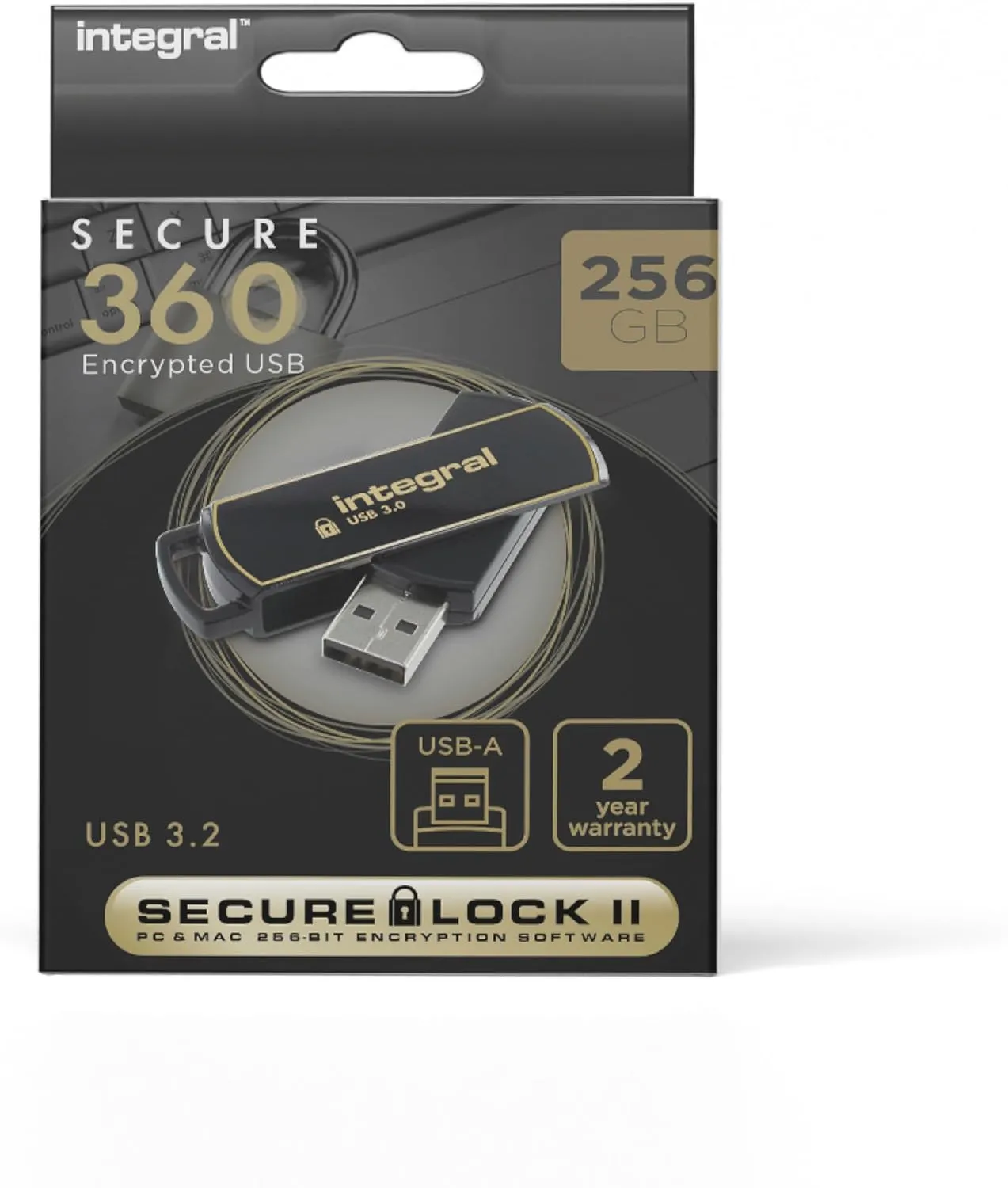 256GB Secure 360 Encrypted USB3.0 Flash Drive (256-bit AES Encryption)