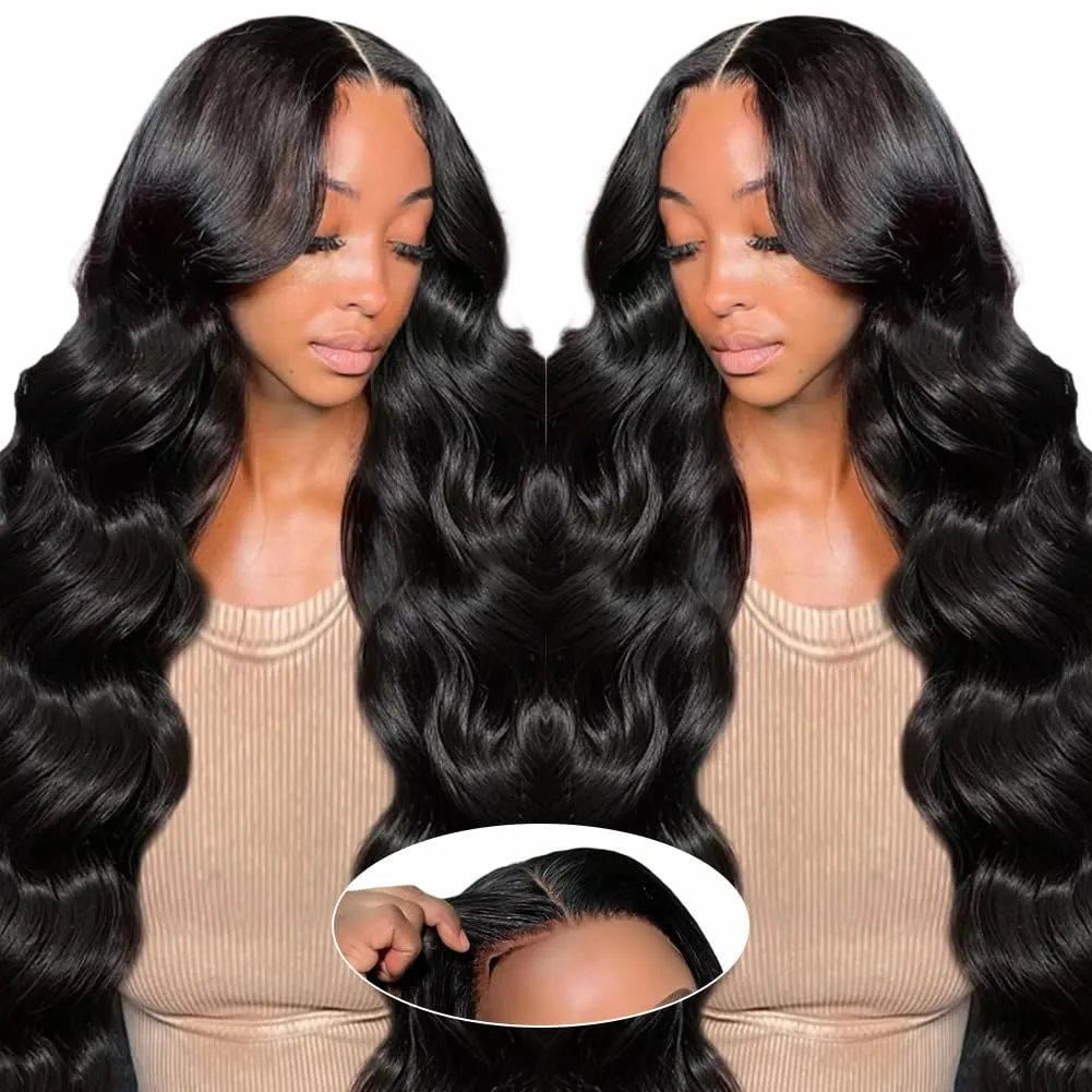 26 Inch 210% Density 6x4 Wear and Go Glueless Wigs 100% Real Human Hair Wig Pre Cut Pre Plucked 220g/pc Body Wave Wig Pre Everything Glueless Wig Middle Part Lace Closure Wigs for Black Women
