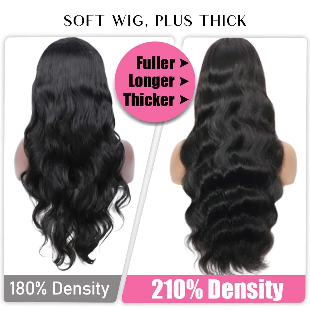 26 Inch 210% Density 6x4 Wear and Go Glueless Wigs 100% Real Human Hair Wig Pre Cut Pre Plucked 220g/pc Body Wave Wig Pre Everything Glueless Wig Middle Part Lace Closure Wigs for Black Women