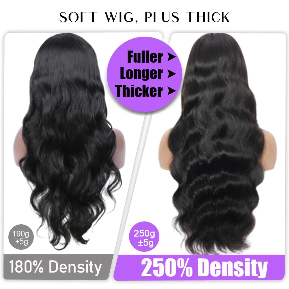 26 Inch 250% Density 6x4 Wear and Go Glueless Wigs,100% Real Human Hair Wig,250g/pc, Skinlike hd Lace Wig Pre Plucked Pre Cut,Body Wave Closure Wigs Human Hair Middle Part