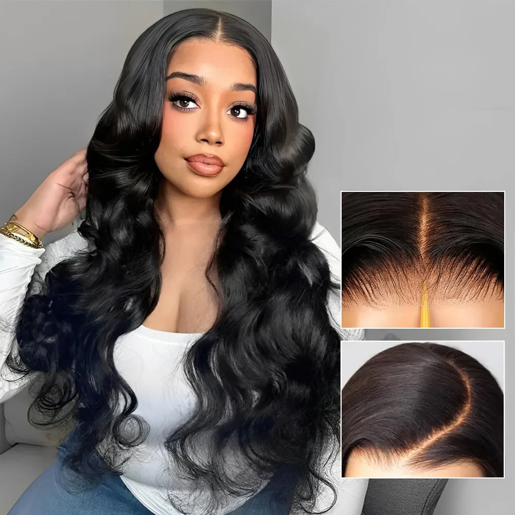 26 Inch 250% Density 6x4 Wear and Go Glueless Wigs,100% Real Human Hair Wig,250g/pc, Skinlike hd Lace Wig Pre Plucked Pre Cut,Body Wave Closure Wigs Human Hair Middle Part