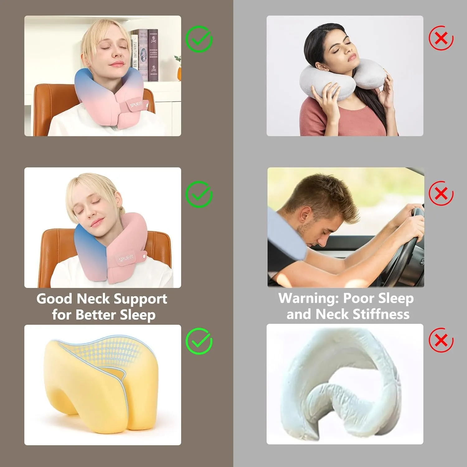 2in1 Ergonomic Memory Foam Travel Neck Pillow – 2025 Upgrade Travel Pillow for All Sleep Positions on Flights, Road Trips, and Long Distance Travel with Drawstring Bag (Adjustable - Pink)