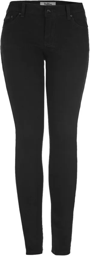 2LUV Women's Classic Stretchy 5 Pocket Skinny Color Jeans Back to School Junior Clothing Apparel Black 13