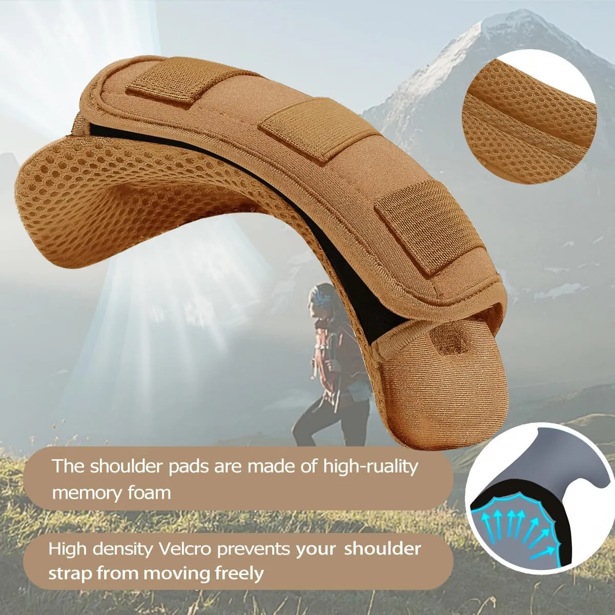 2Pcs Thick Cushioned Shoulder Pads, Anti-Slip Design and Breathable Mesh Pads for Shoulder Strap,Soft and Comfortable