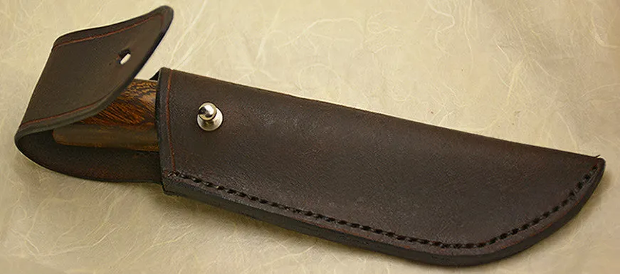3 inch Dropped Edge Utility Knife with Dendritic Cobalt Blade and Ironwood Handle.