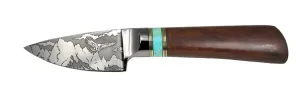 3 inch Dropped Edge Utility Knife with 'Devil's Postpile' Etching.