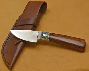 3 inch Dropped Edge Utility Knife with Plain Etched Blade and Exhibition Desert Ironwood Handle-2nd.