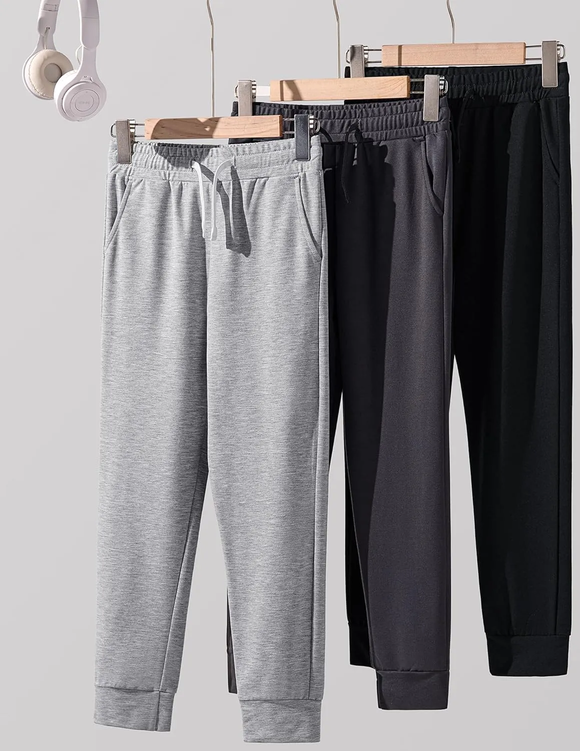 3 Pack Boys Lightweight Jogger Pants, Youth Athletic Sweatpants, Kids Toddlers Clothes Apparel