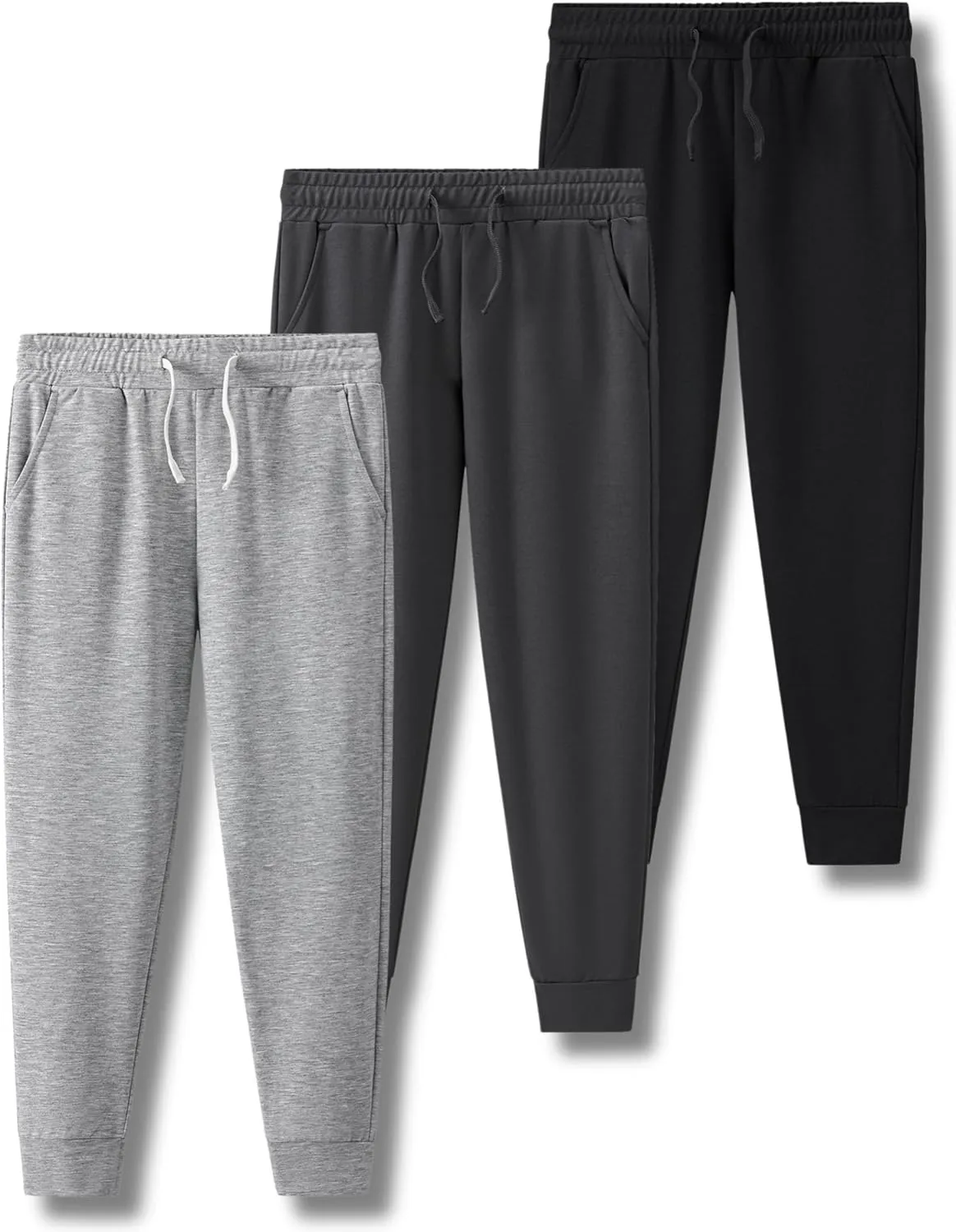 3 Pack Boys Lightweight Jogger Pants, Youth Athletic Sweatpants, Kids Toddlers Clothes Apparel