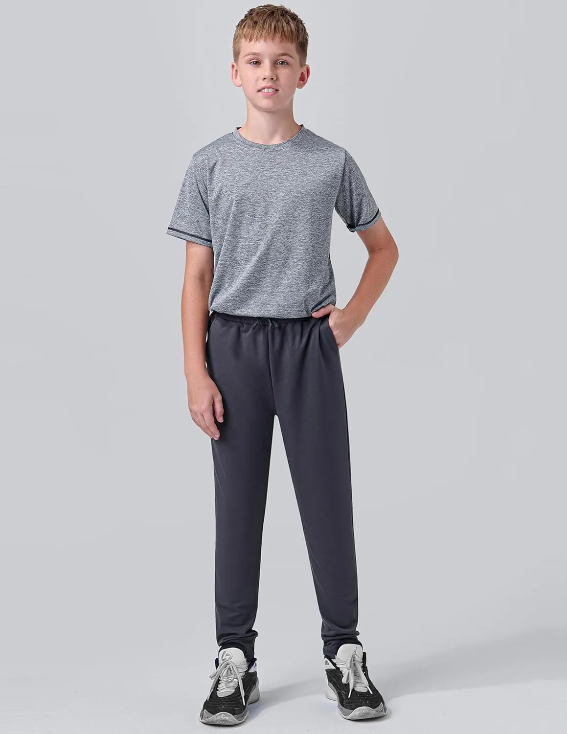 3 Pack Boys Lightweight Jogger Pants, Youth Athletic Sweatpants, Kids Toddlers Clothes Apparel