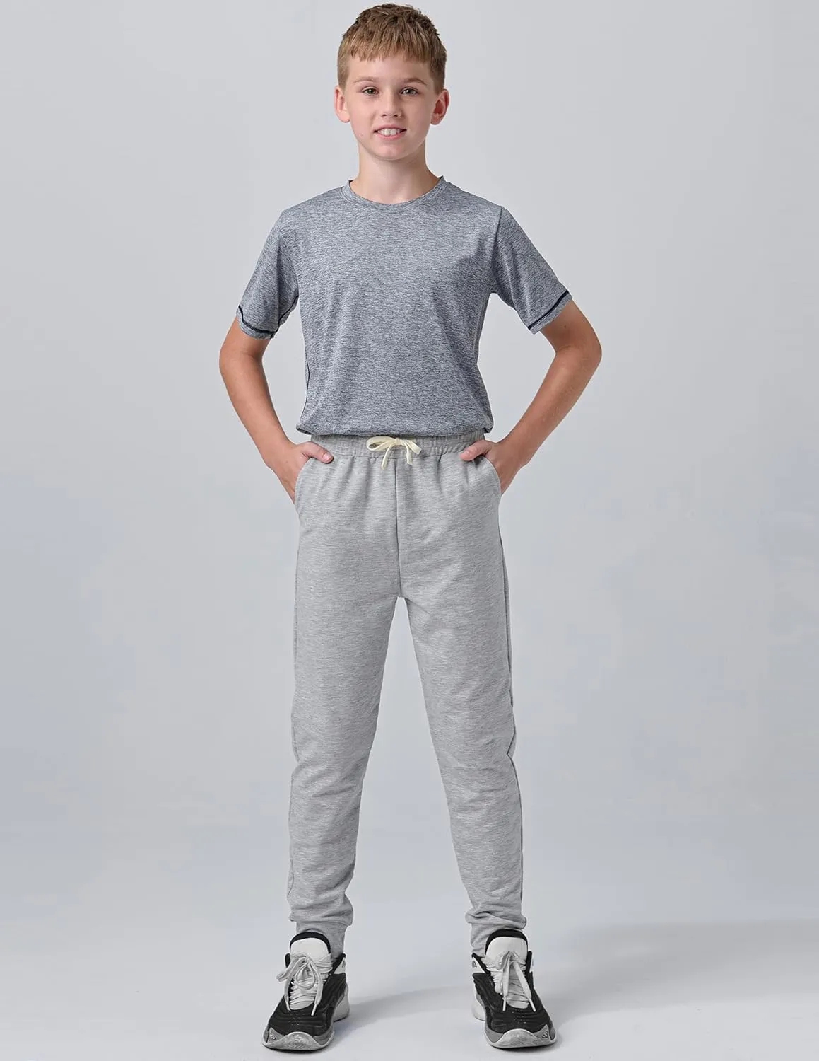 3 Pack Boys Lightweight Jogger Pants, Youth Athletic Sweatpants, Kids Toddlers Clothes Apparel