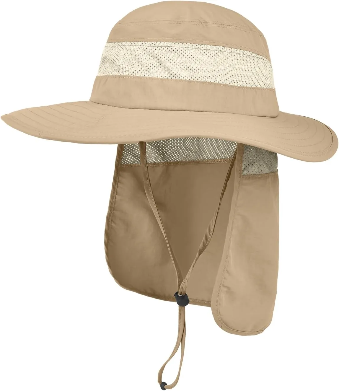 3 Pack Outdoor UPF50  Mesh Sun Hat for Men,Wide Brim Fishing Hat with Neck Flap for Hiking Garden