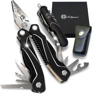 3 Piece Pocket Multitool Gift Set for Him-Stainless Steel Survival Multi Tool for Men - Clip to Belt & Backpack - Utility Knife Multitool, Pliers & Pocket Knife - Hiking, Camping & Fishing