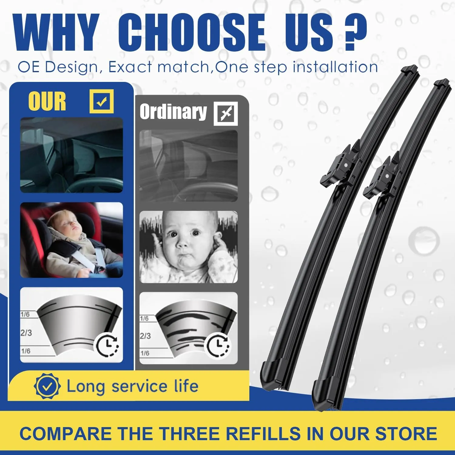 3 wipers Replacement For 2011-2016 2017 2018 2019 2020 2021 2022 2023 Ford Explorer Original Equipment Front and Rear Windshield Wiper Blades Set 26" 22" 11" (Set of 3) Pinch Tab