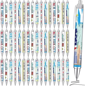 36 Pcs New York City Ballpoint Pen Collectible NYC Gift Pen Bulk Retractable NY Souvenir Souvenirs USA New York City Souvenirs for Office Supplies,6 Styles, Black Gel Ink
