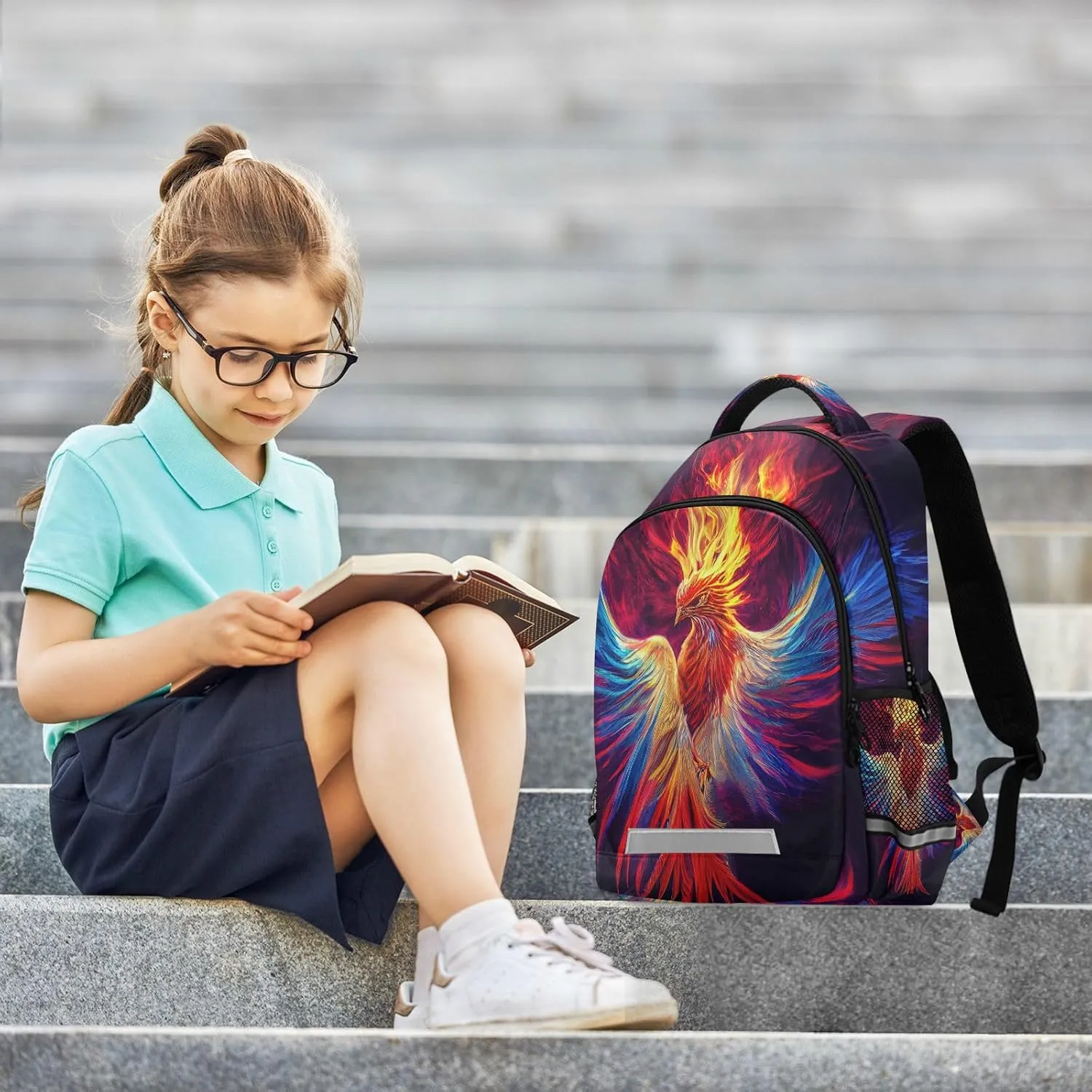 3D Phoenix Backpack for Boys Girls Elementary School Bag Kids Bookbag Travel Rucksack