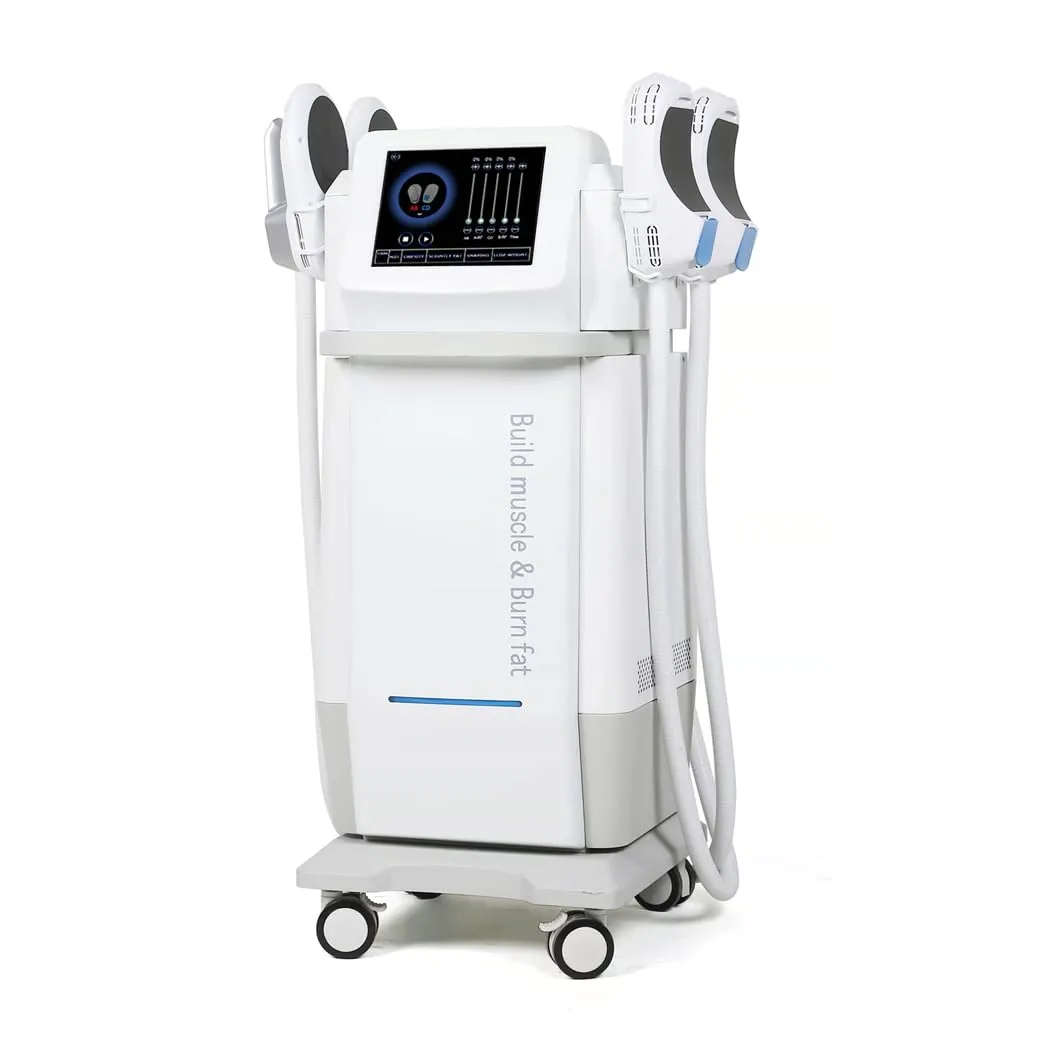 4 Handles Body Shaping Machine for Abdomen Buttock Upper Arm Thigh Muscle Strengthen (4 Handles with Trolley, White)