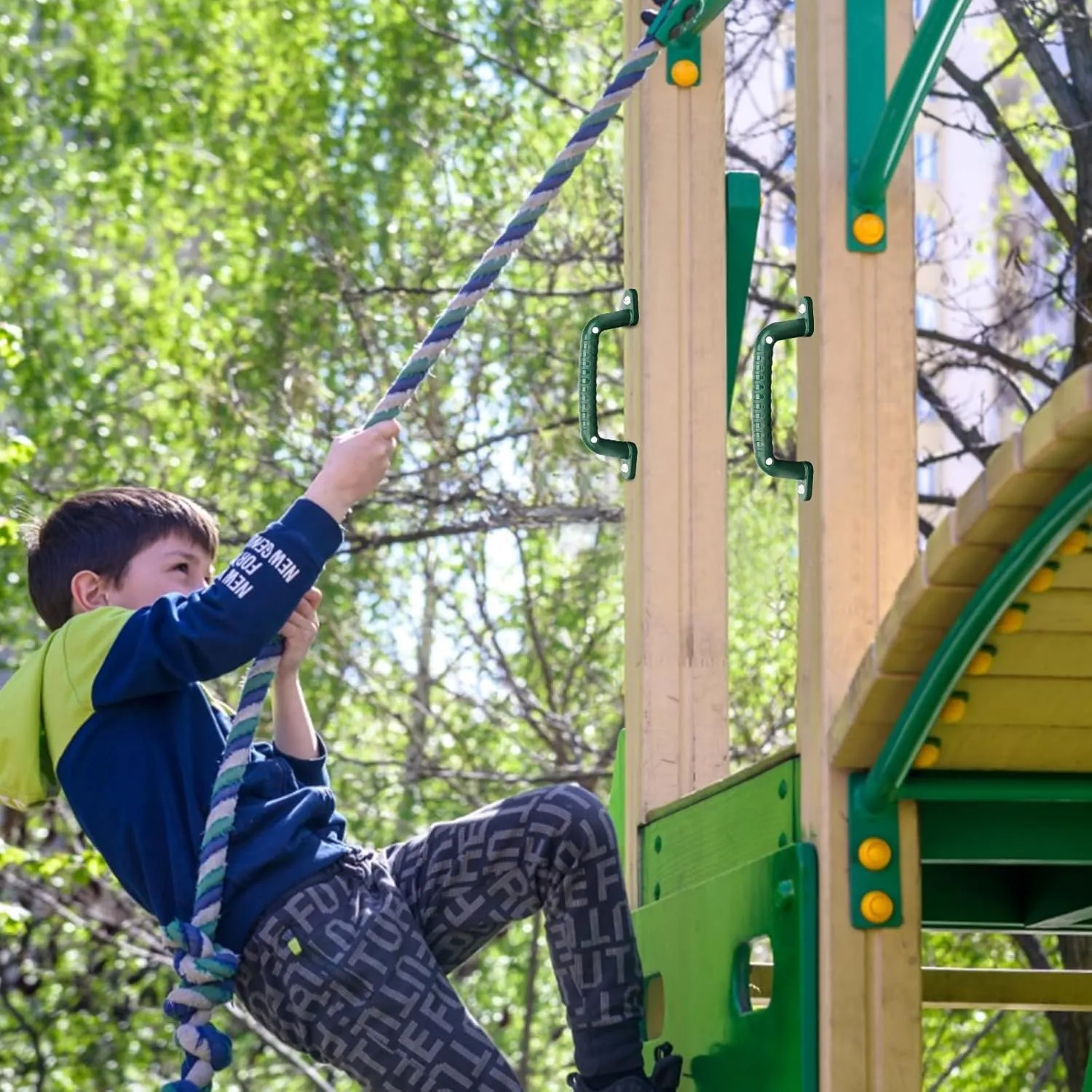 4 Luminous Safety Playground Handles, Swing Set Kids Safety Hand Grips for Playset, Climbing Frame, Play House, Playroom Ladder Handles, Door Handles, Bunk Bed Handles (Green)