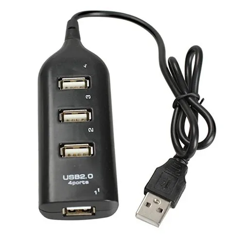 4 Port Splitter Multiple Expander High Speed Mini USB 2.0 Hub Socket Adapter Black for Laptop PC Notebook Computer Accessories