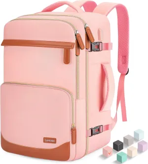 40L Travel Backpack with USB Charging Port, Water-Resistant Carry On Backpack for Men Women, Business Laptop Backpack for Men & Women, Trips & Commutes, Fits 15.6/17.3 Inch Laptop(Pink)