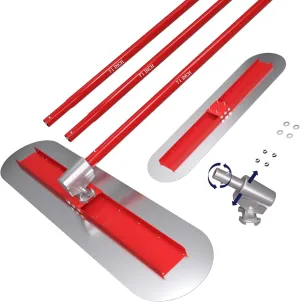 48''x12'' Concrete Bull Float Kit Fresno Round End Concrete Finishing Trowel Stainless Steel Trowel Board with 3 Handles and Tilt Bracket