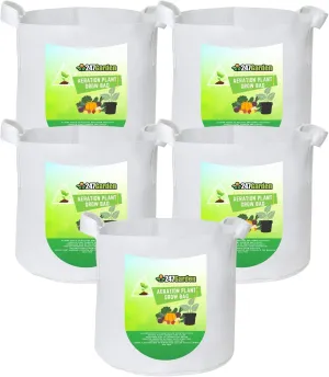 5-Pack 40-Gallon Aeration Fabric Pot/Plant Grow Bag w/Handles (260 GSM, White, 17H x 26.5D)