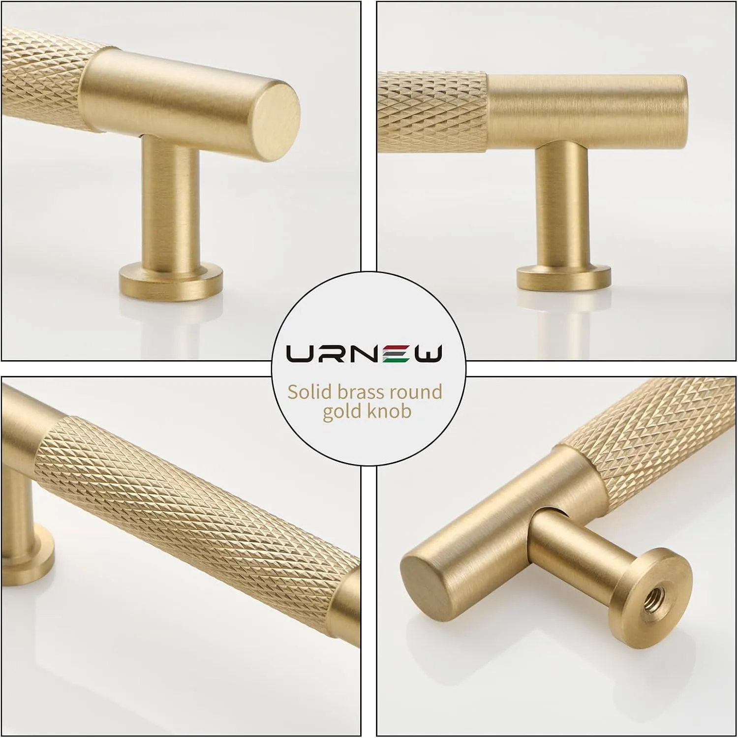 5 Pack Gold Cabinet Handles, 3 Inch Brass Dresser Drawer Pulls, Modern Furniture Handles for Bathroom Cabinet, Wardrobe Kitchen Door Hardware