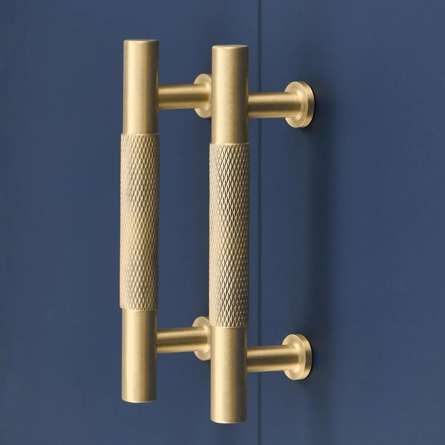 5 Pack Gold Cabinet Handles, 3 Inch Brass Dresser Drawer Pulls, Modern Furniture Handles for Bathroom Cabinet, Wardrobe Kitchen Door Hardware