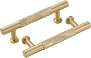 5 Pack Gold Cabinet Handles, 3 Inch Brass Dresser Drawer Pulls, Modern Furniture Handles for Bathroom Cabinet, Wardrobe Kitchen Door Hardware